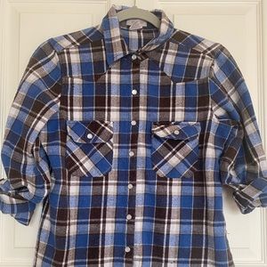 cotton blue plaid flannel
